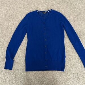 Women’s Cobalt Blue Button-Front Crewneck Cardigan